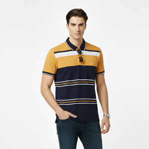 Calvin Klein T-Shirt – Mustard Yellow & Navy Blue Striped