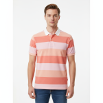 Multi-Stripe Colorblock Polo Shirt - Coral Pink