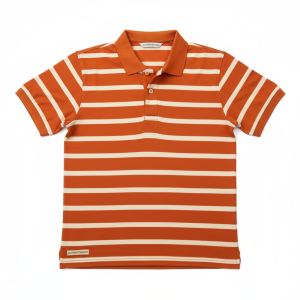 Classic Striped Polo Shirt - Rust Orange
